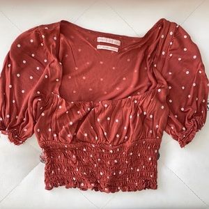 Urban outfitters polka dot square neck ruffle top